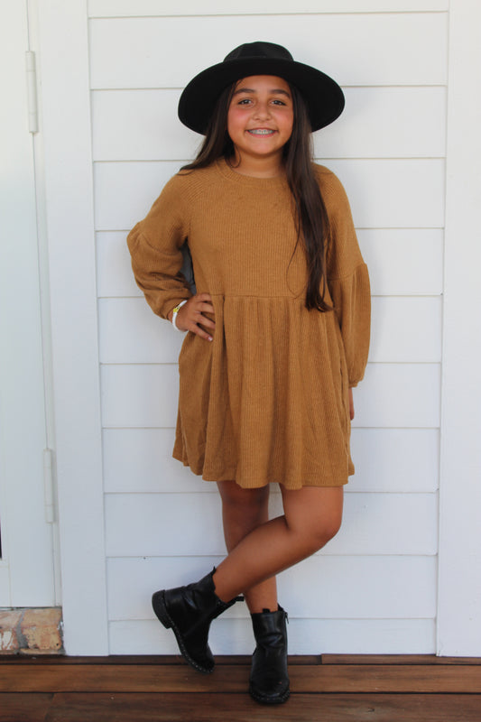 Pumpkin Spice Ribbed Mini Dress