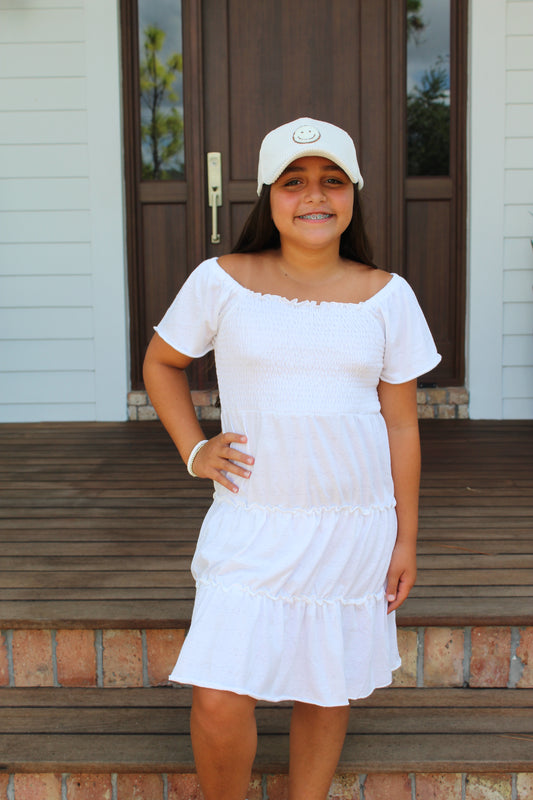 Valentina White Tiered Mini Dress