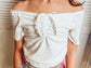 Flutter Sleeve Cinched White Top