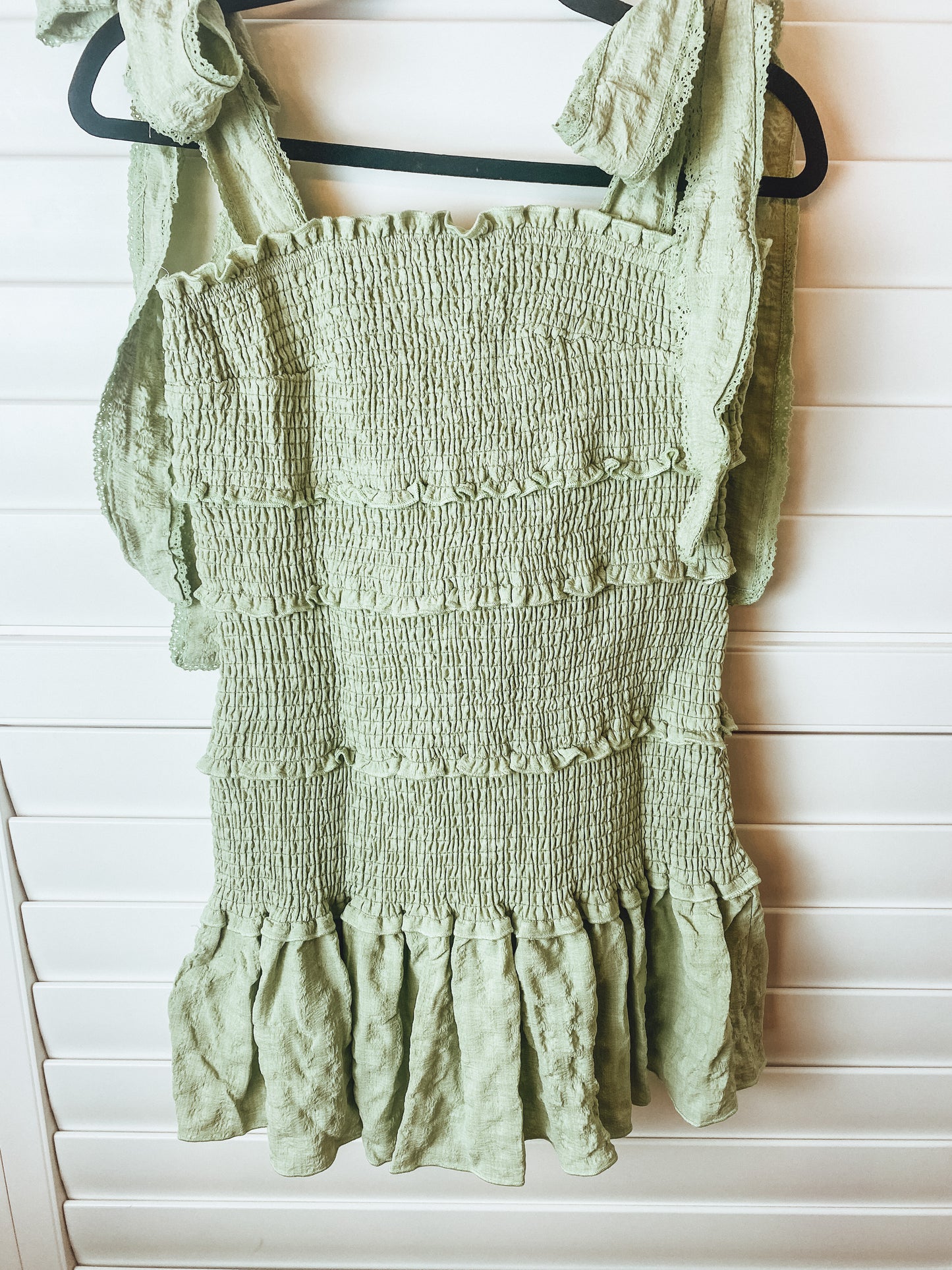 Apple Green smocked Mini Dress