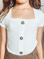 All Buttoned Up White Ribbed Top